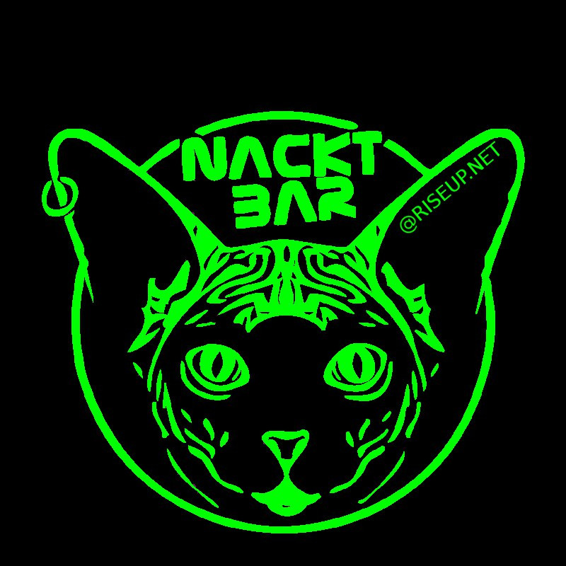 Logo der Nacktbar, der Kopf einer Nacktkatze